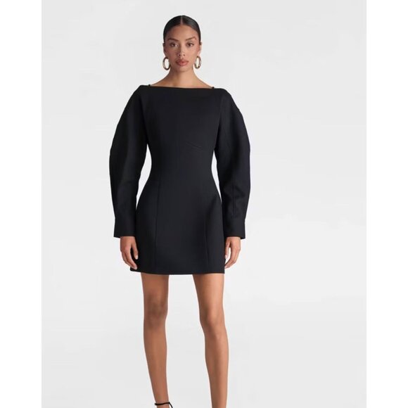 NWT Women's Size 2 'The Boatneck Mini Dress' Black Off-The-Shoulder Fitted Dress - Picture 5 of 7